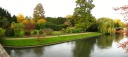 From Clare College's bridge, a panorama of its grounds west of the 
river.
